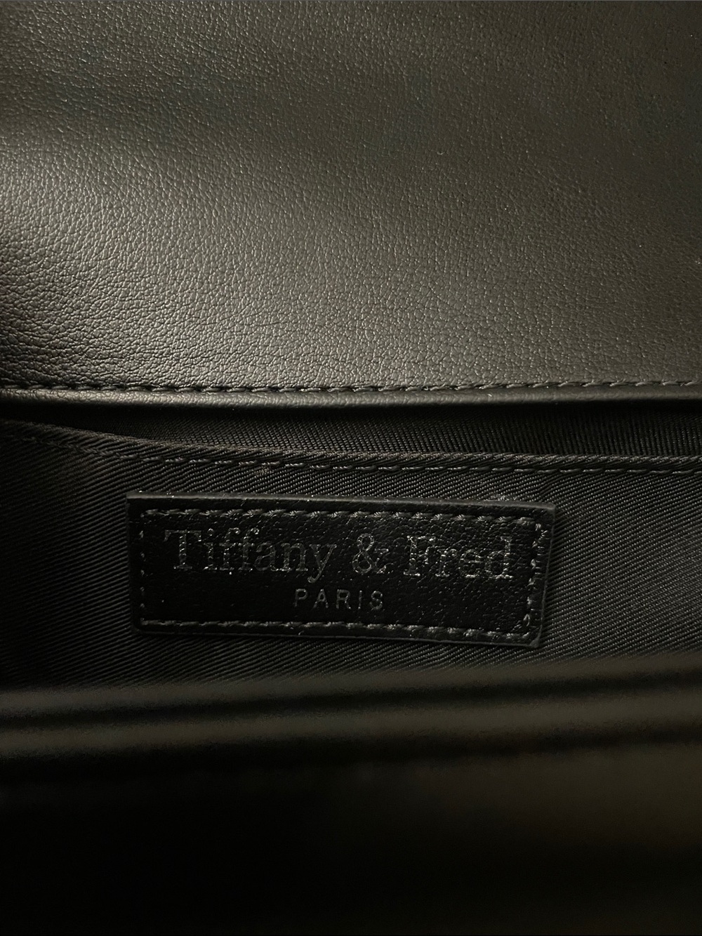 Tiffany & Fred Black Chevron Leather Crossbody with Silver Chain - Picture 11 of 14